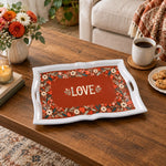 Valentine's Day Decorative Serving Tray – Folk Floral Border Frame - MintiHome
