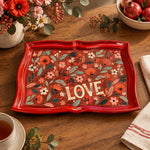 Valentine's Day Decorative Serving Tray – Folk Bloom Diagonal Flow - MintiHome