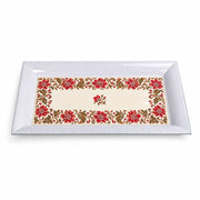 Valentine's Day Decorative Serving Tray – Framed Jacobean Border irregular moulded plastic serving tray photographed on a white background.