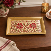 Valentine's Day Decorative Serving Tray – Banded Jacobean Panel Trio irregular moulded plastic serving tray in a product view.