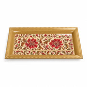 Valentine's Day Decorative Serving Tray – Banded Jacobean Panel Trio irregular moulded plastic serving tray photographed on a white background.