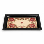Valentine's Day Decorative Serving Tray – Corner Bloom Open Centre irregular moulded plastic serving tray photographed on a white background.
