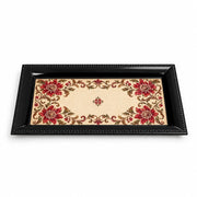 Valentine's Day Decorative Serving Tray – Corner Bloom Open Centre irregular moulded plastic serving tray photographed on a white background.