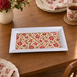 Valentine's Day Decorative Serving Tray – Jacobean Bloom Repeat irregular moulded plastic serving tray in a product view.