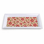 Valentine's Day Decorative Serving Tray – Jacobean Bloom Repeat irregular moulded plastic serving tray photographed on a white background.