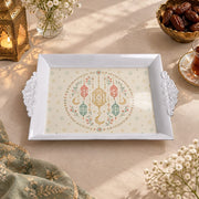 Ramadan Decorative Serving Tray – Cream Lantern Crescent Medallion - MintiHome