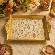 Ramadan Decorative Serving Tray – Cream Lantern Diagonal Flow - MintiHome