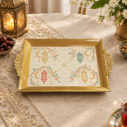Ramadan Decorative Serving Tray – Cream Lantern Corner Symmetry - MintiHome