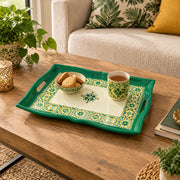 Ramadan Decorative Serving Tray – Cream Star Lattice Border - MintiHome