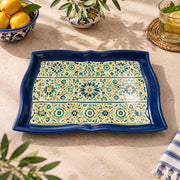 Ramadan Decorative Serving Tray – Cream Banded Star Lattice - MintiHome