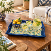 Ramadan Decorative Serving Tray – Cream Banded Star Lattice - MintiHome