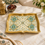 Ramadan Decorative Serving Tray – Cream Star Lattice Symmetry - MintiHome
