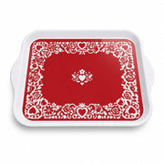 Valentine's Day Decorative Serving Tray – Crimson Lace Heart Border - MintiHome