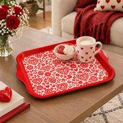 Valentine's Day Decorative Serving Tray – Crimson Lace Seamless Repeat - MintiHome