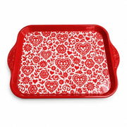 Valentine's Day Decorative Serving Tray – Crimson Lace Seamless Repeat - MintiHome
