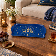 Ramadan Decorative Serving Tray – Cobalt Lantern Crescent Medallion - MintiHome