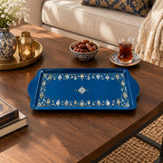 Ramadan Decorative Serving Tray – Cobalt Lantern Crescent Border - MintiHome