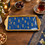 Ramadan Decorative Serving Tray – Cobalt Lantern Diagonal Flow - MintiHome