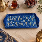 Ramadan Decorative Serving Tray – Cobalt Lantern Seamless Repeat - MintiHome