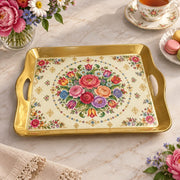 Daily Decorative Serving Tray – Cream Tapestry Floral Medallion - MintiHome