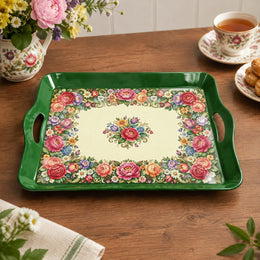 Daily Decorative Serving Tray – Cream Tapestry Floral Border - MintiHome