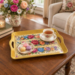 Daily Decorative Serving Tray – Cream Tapestry Banded Florals - MintiHome