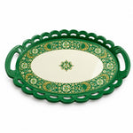 Ramadan Decorative Serving Tray – Teal Crescent Border Oval - MintiHome