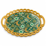 Ramadan Decorative Serving Tray – Teal Crescent Diagonal Flow - MintiHome