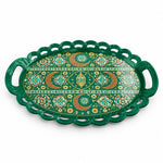 Ramadan Decorative Serving Tray – Teal Banded Crescent Panels - MintiHome