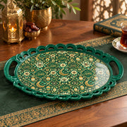 Ramadan Decorative Serving Tray – Teal Crescent Seamless Repeat - MintiHome