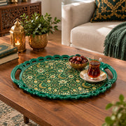 Ramadan Decorative Serving Tray – Teal Crescent Seamless Repeat - MintiHome