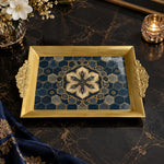 Ramadan Decorative Serving Tray – Gold Rosette Hexagon Medallion - MintiHome