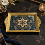 Ramadan Decorative Serving Tray – Gold Rosette Hexagon Medallion - MintiHome