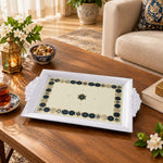 Ramadan Decorative Serving Tray – Cream Hexagon Tile Border - MintiHome