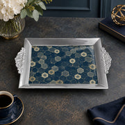 Ramadan Decorative Serving Tray – Navy Hexagon Tile Diagonal - MintiHome