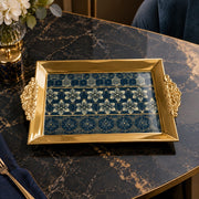 Ramadan Decorative Serving Tray – Gold Banded Hexagon Panels - MintiHome