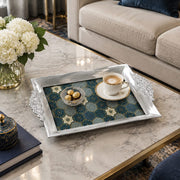 Ramadan Decorative Serving Tray – Navy Hexagon Seamless Repeat - MintiHome