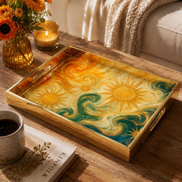 Impressionist Starry Glass Serving Tray – Swirling Sky - MintiHome