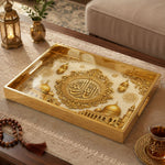 Islamic Calligraphy Glass Serving Tray – Mosque Domes glass serving tray shown in a product view.