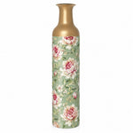 Vintage Peony Metal Flower Vase – Sage Green Blush Blooms decorative metal vase shown in a product view.