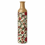 Christmas Bauble Metal Flower Vase – Poinsettia Pinecone decorative metal vase shown in a product view.