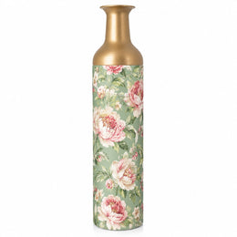 Vintage Peony Metal Flower Vase – Blush Garden Bouquet decorative metal vase shown in a product view.