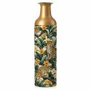 Jungle Leopard Metal Flower Vase – Yellow Bloom Canopy decorative metal vase shown in a product view.
