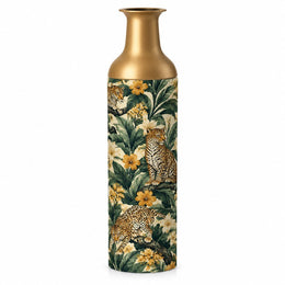 Jungle Leopard Metal Flower Vase – Yellow Bloom Canopy - MintiHome