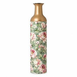 Vintage Peony Metal Flower Vase – Sage Peony Meadow decorative metal vase shown in a product view.