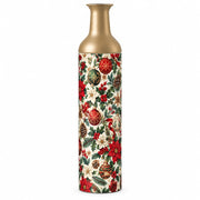 Christmas Ornament Metal Flower Vase – Holly Bauble Wreath decorative metal vase shown in a product view.