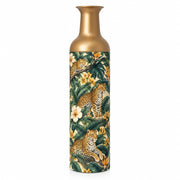 Jungle Leopard Metal Flower Vase – Bird of Paradise Foliage decorative metal vase shown in a product view.
