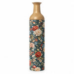 Amber Scroll Metal Flower Vase – Navy Terracotta Peony Chintz decorative metal vase shown in a product view.