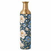 Blush Bloom Metal Flower Vase – Navy Cream Peony Blossom decorative metal vase shown in a product view.
