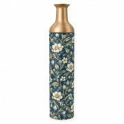 Gold Diamond Metal Flower Vase – Mottled Blue Camellia Trail decorative metal vase shown in a product view.